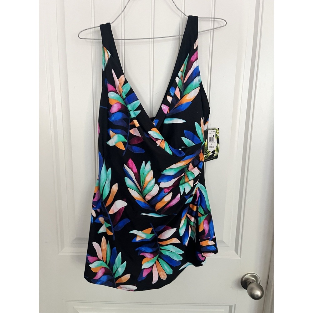 Mazu Swim Dress Womens Ruched Tankini One Piece Swimsuit Stretch Size Large 748